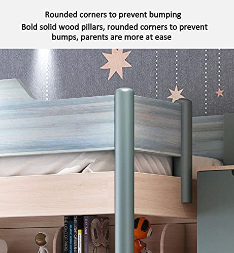 【Furniture】Double Full Bunk Bed Wooden Loft Bed, with Theater, Farmhouse, Ladder, Locker & Guardrail