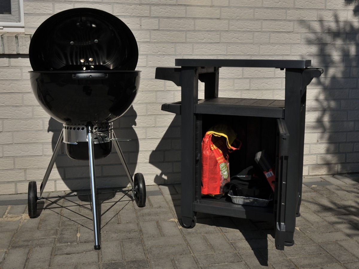 【Home & Garden】Outdoor Portable Entertainment Kitchen Storage and Food Station, Graphite, 70 x 54 x 90 cm