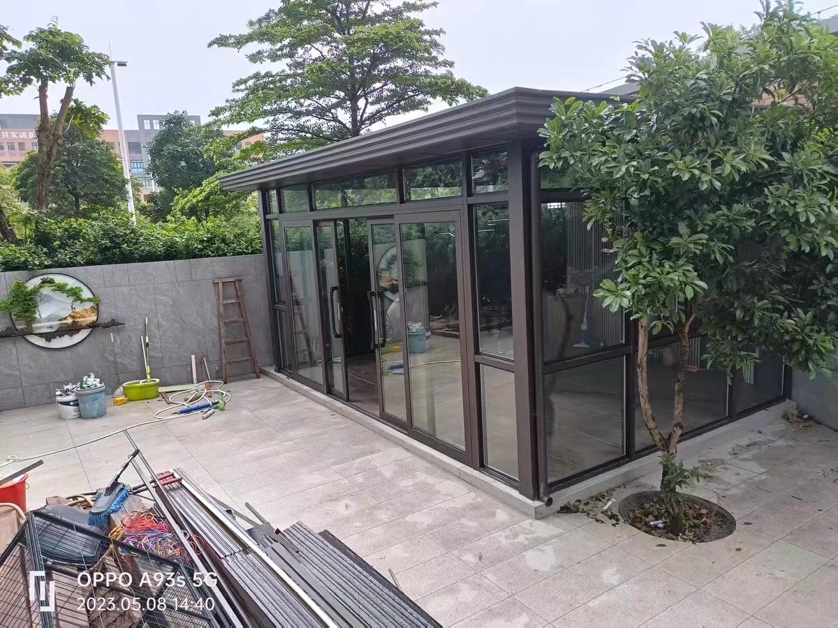 Sunroom custom seal dew balcony villa aluminium alloy toughened glass Chinese mute heat insulation outdoor garden canopy