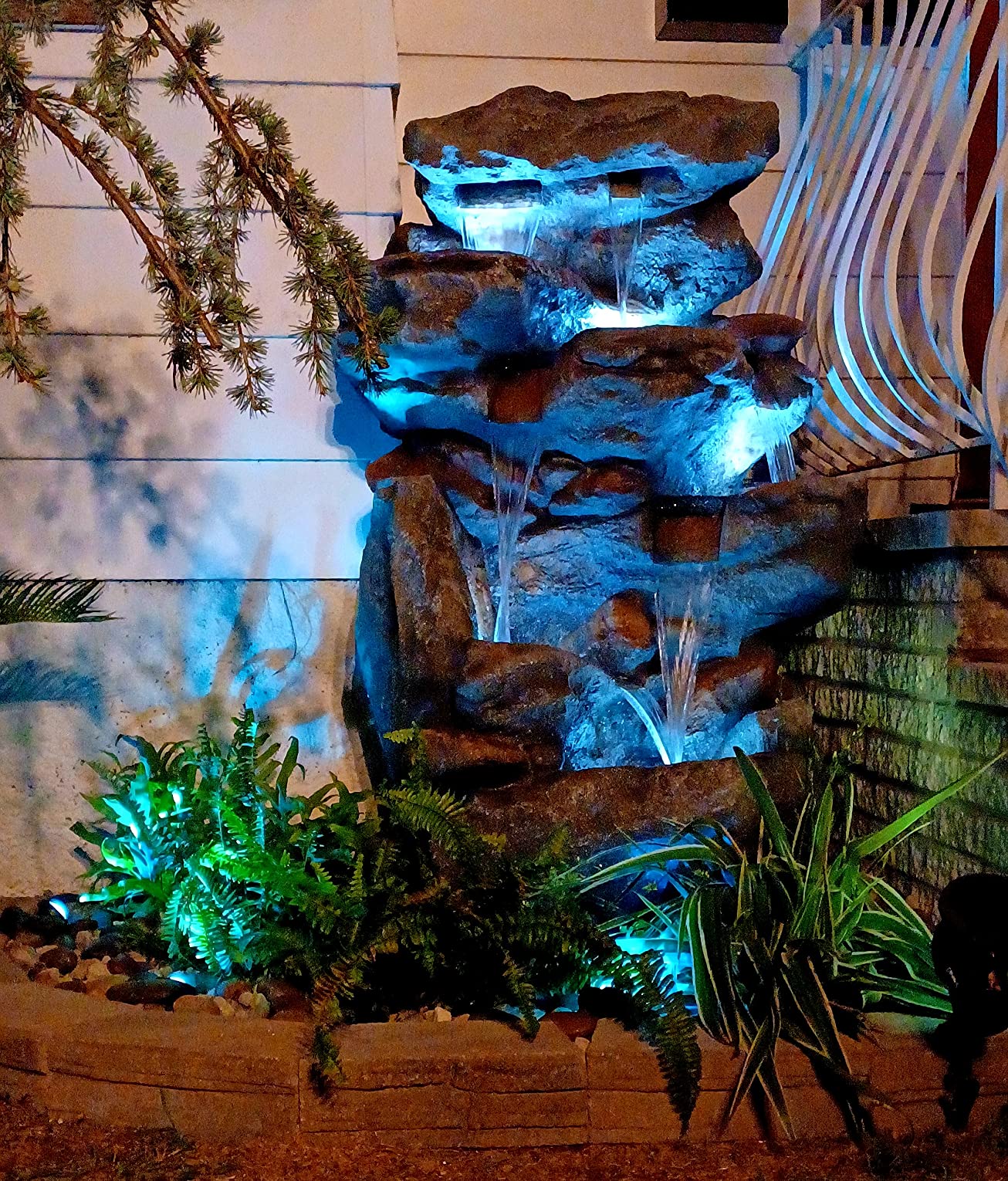 【Décor】Rainforest Rock Tiered LED Lights Floor Fountain, 33