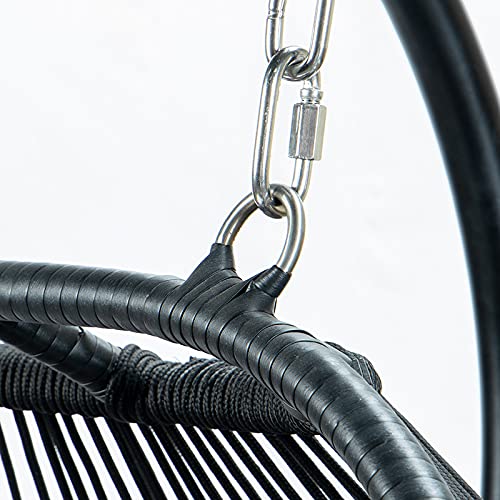 【Home&Garden】Double Hanging Egg Chair Swing - 2 Person Heavy Duty Hanging Wicker Rattan Swing Chair