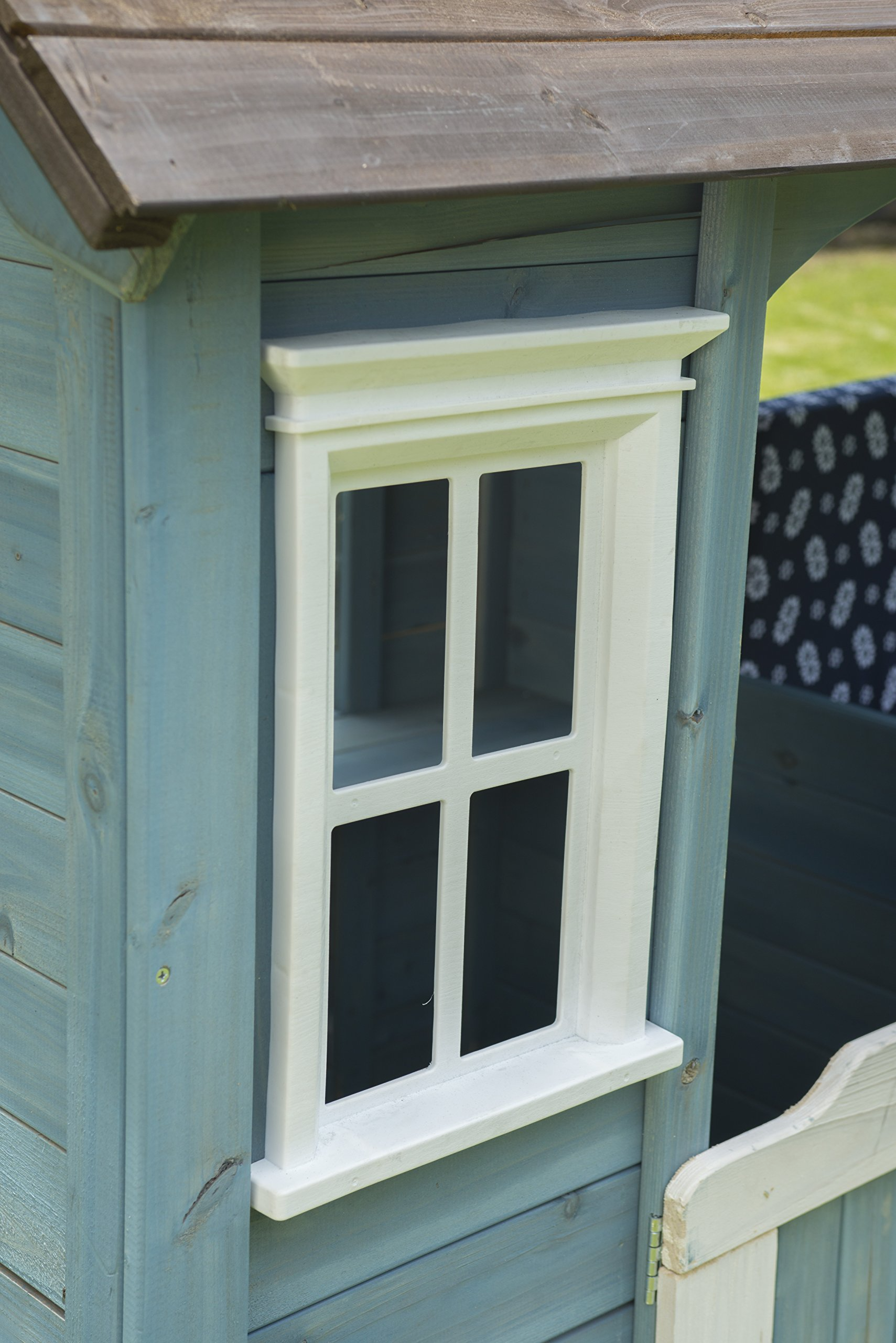 【Baby&Kids】Wooden Outdoor Playhouse with Bench, Blue, 83.6