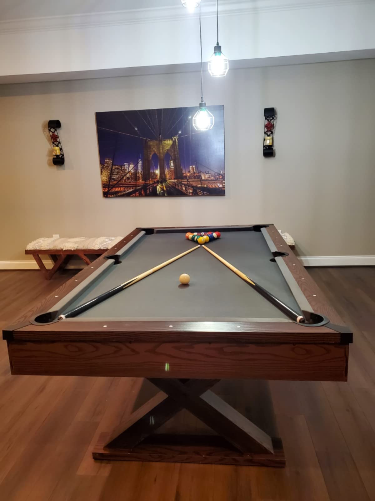 【Sports&Outdoors】Professional Grade Billiard Tables Pool Table, Scratch Resistant Luster Long Finish