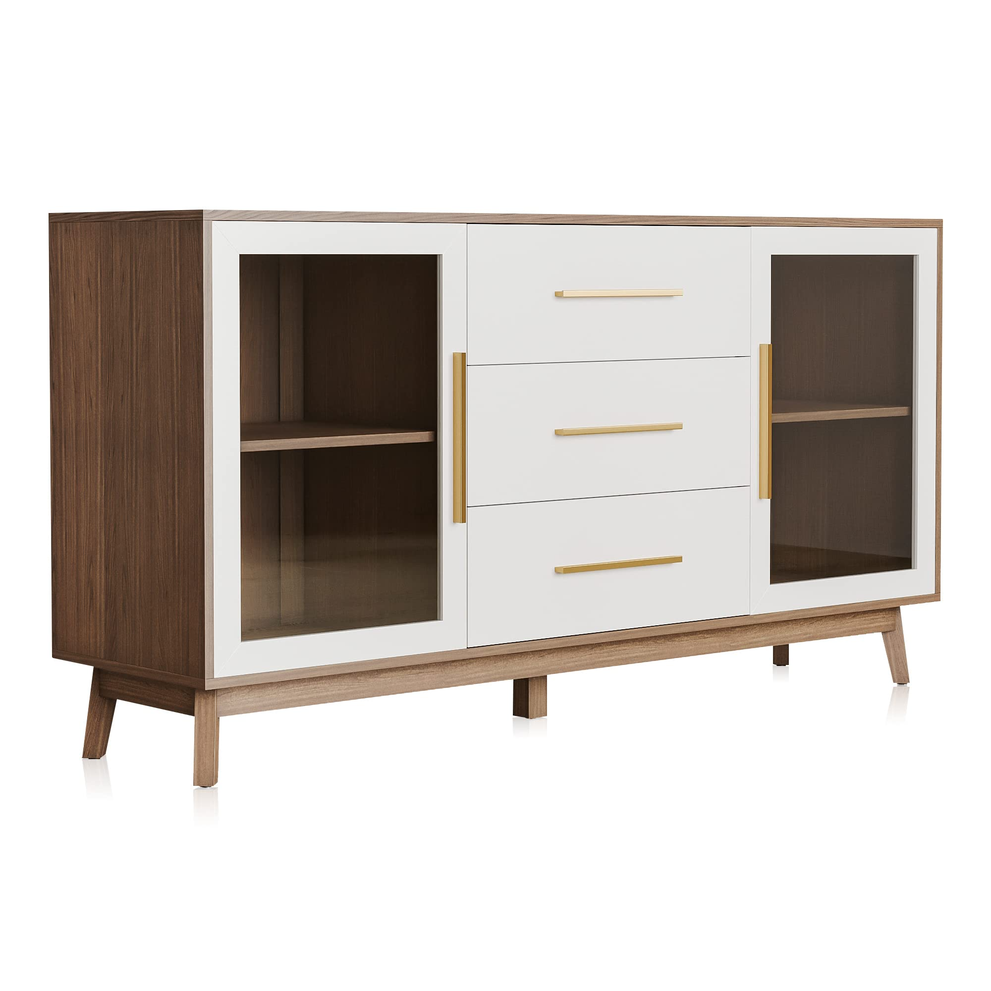 【Furniture】Sideboard Buffet Cabinet with 3 Drawers & 2 Doors, Console Table for Kitchen