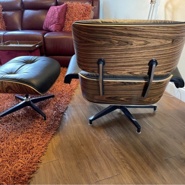 【Furniture】【BS】Genuine Leather Recliner with Ottoman, Mid Century Classic Lounge Chair