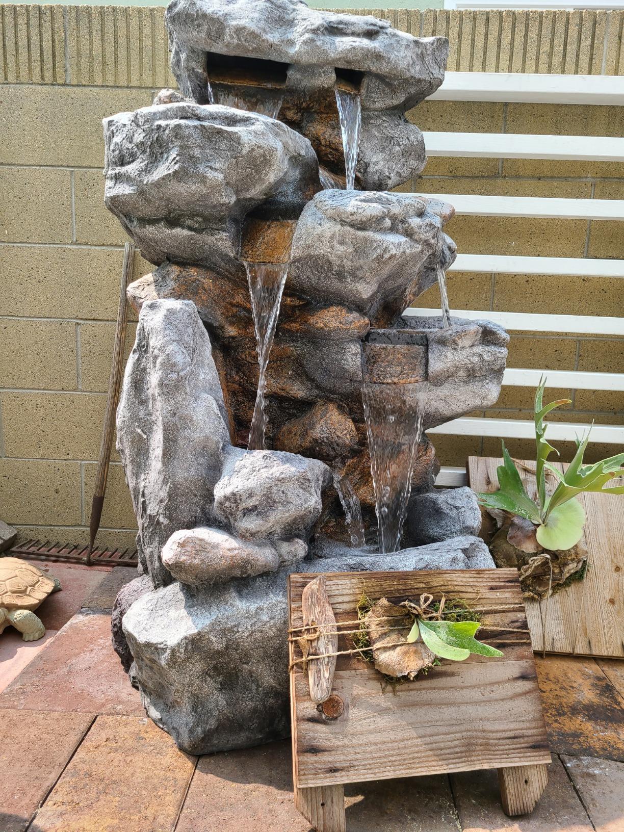 【Décor】Rainforest Rock Tiered LED Lights Floor Fountain, 33