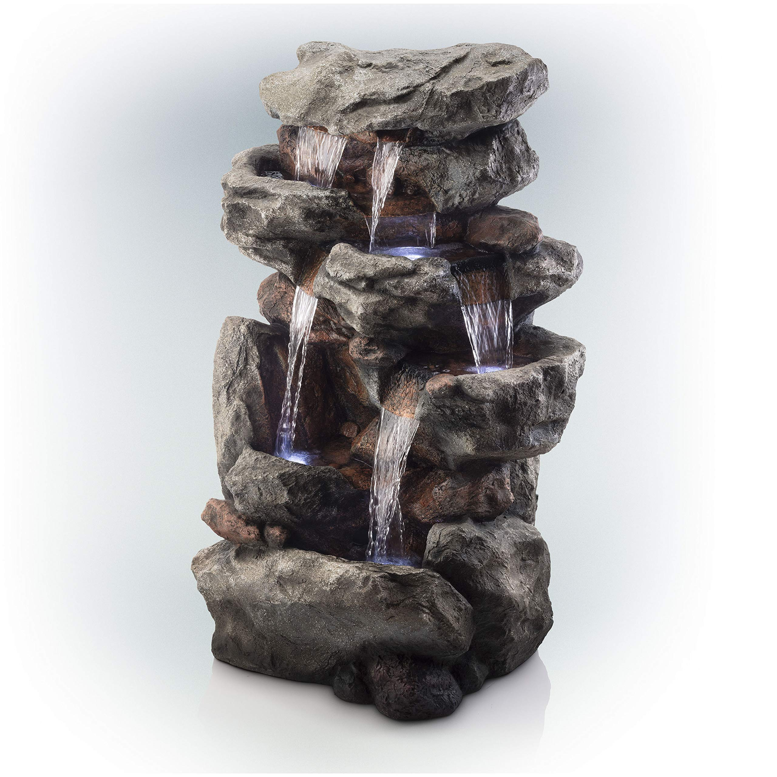 【Décor】Rainforest Rock Tiered LED Lights Floor Fountain, 33
