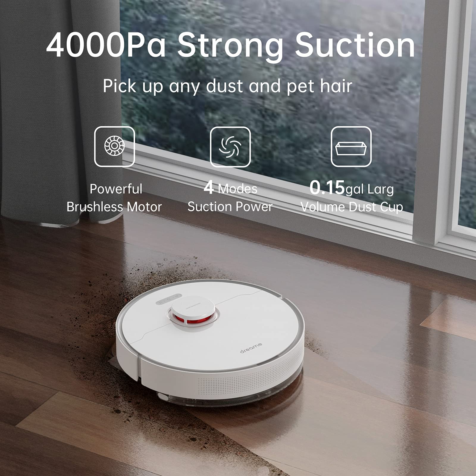 【Appliances】Robot Vacuum, Robotic Vacuum with 4000Pa Strong Suction for Pet Hair, Carpets Hard Floor