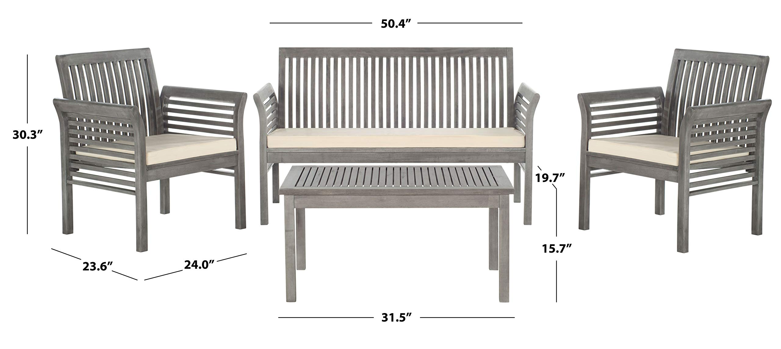 Outdoor Collection Carson Grey Wash/ Beige Cushions 4-Piece Conversation Patio Set