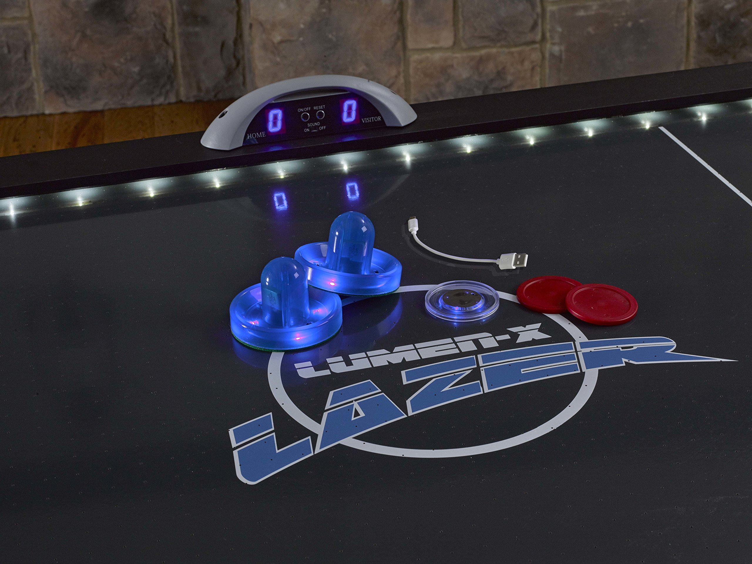 【Sports&Outdoors】Lazer 6' Interactive Air Hockey Table Featuring All-Rail LED Lighting & In-Game Music