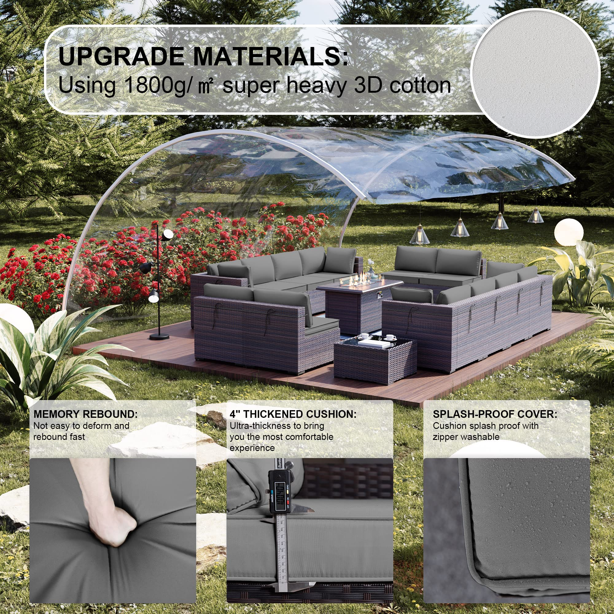 Kullavik 15PCS Outdoor Patio Furniture Set with 43