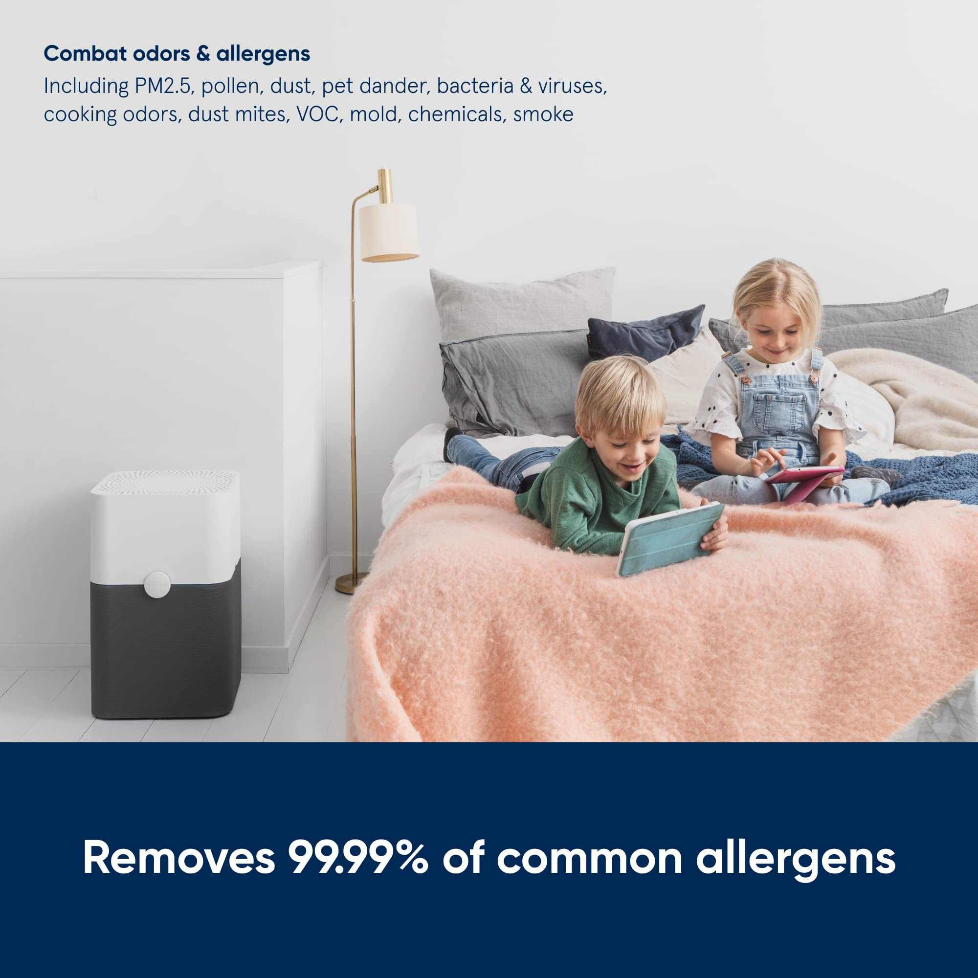 【Appliances】BLUEAIR Air Purifier Large Room, Air Cleaner for Dust Pet Dander Smoke Mold Pollen Bacteria Allergen