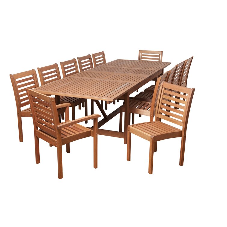 【Home&Garden】Rafael Rectangular 12 - Person Outdoor Dining Set