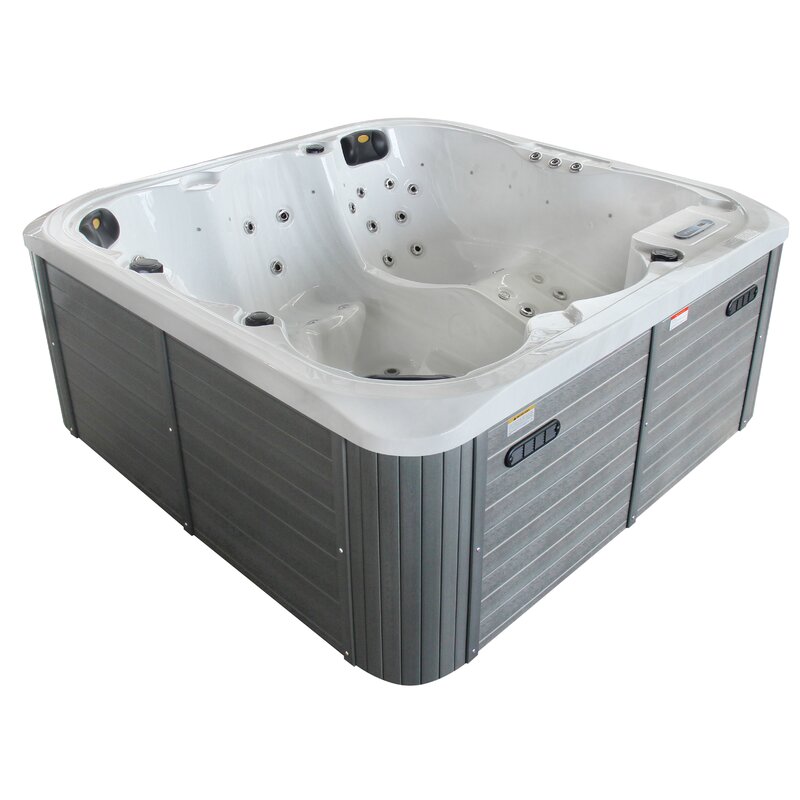 【Sports&Outdoors】Sol 72 Outdoor™ Aire 6 - Person 54 - Jet Acrylic Square Hot Tub with Ozonator in Gray