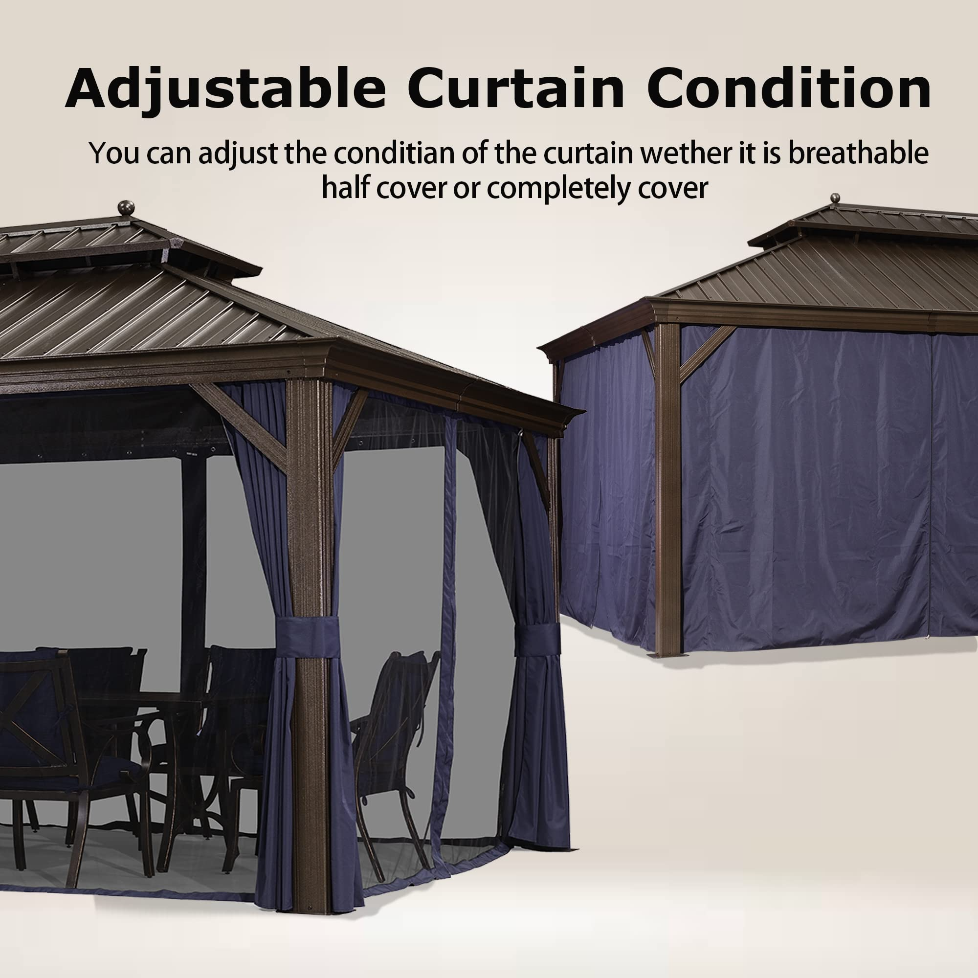 【Gazebo】Hardtop Gazebo Pavilion for Outdoor Deck Backyard Heavy Duty Sunshade Large Metal Patio