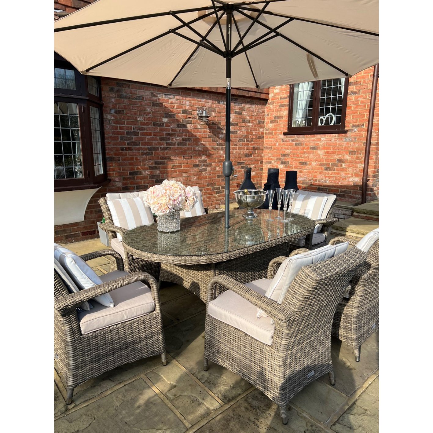 【Home&Garden】6 Savannah Armchairs 1.8 mtr Oval Set