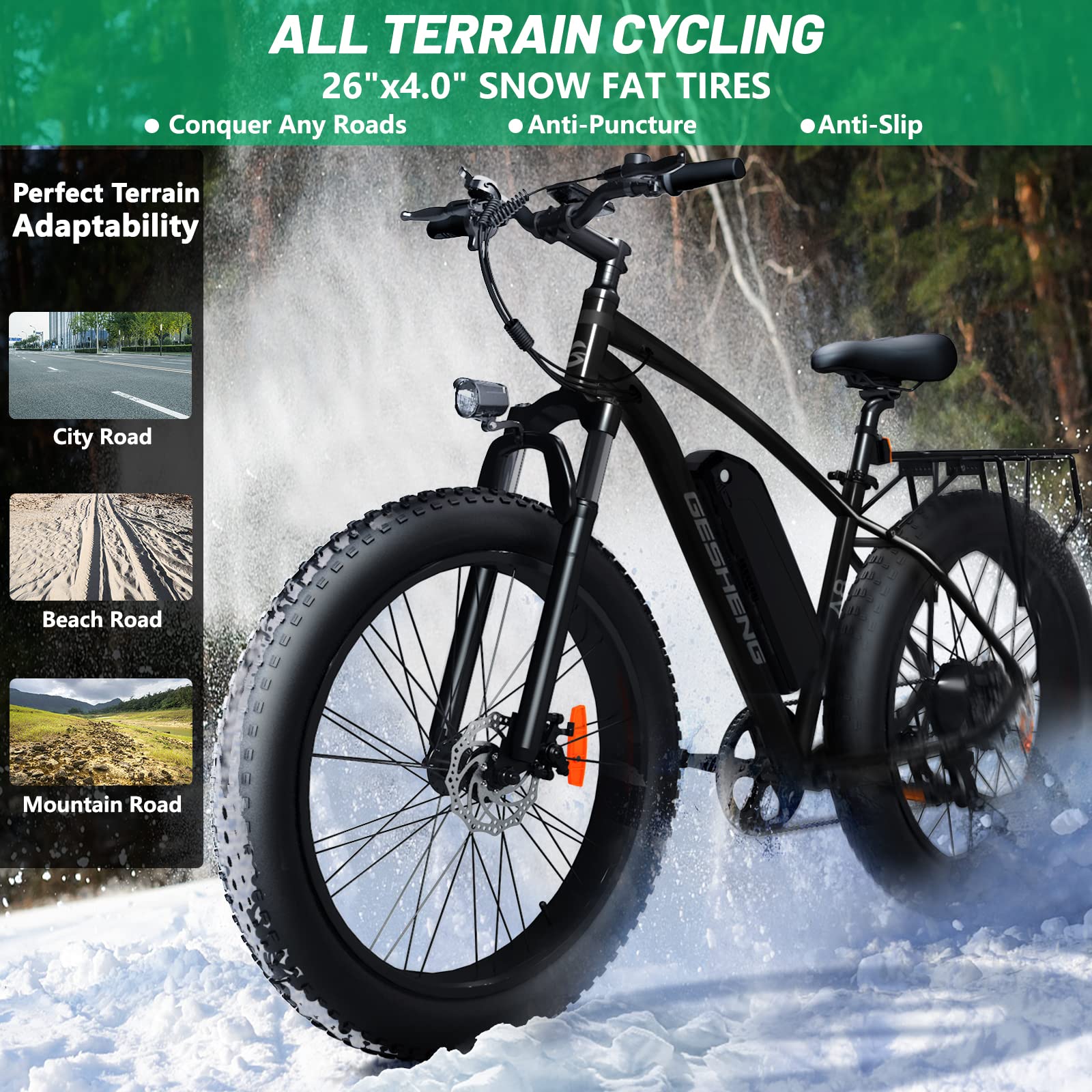 【Sports&Outdoors】Electric Bike for Adults, 26x4.0