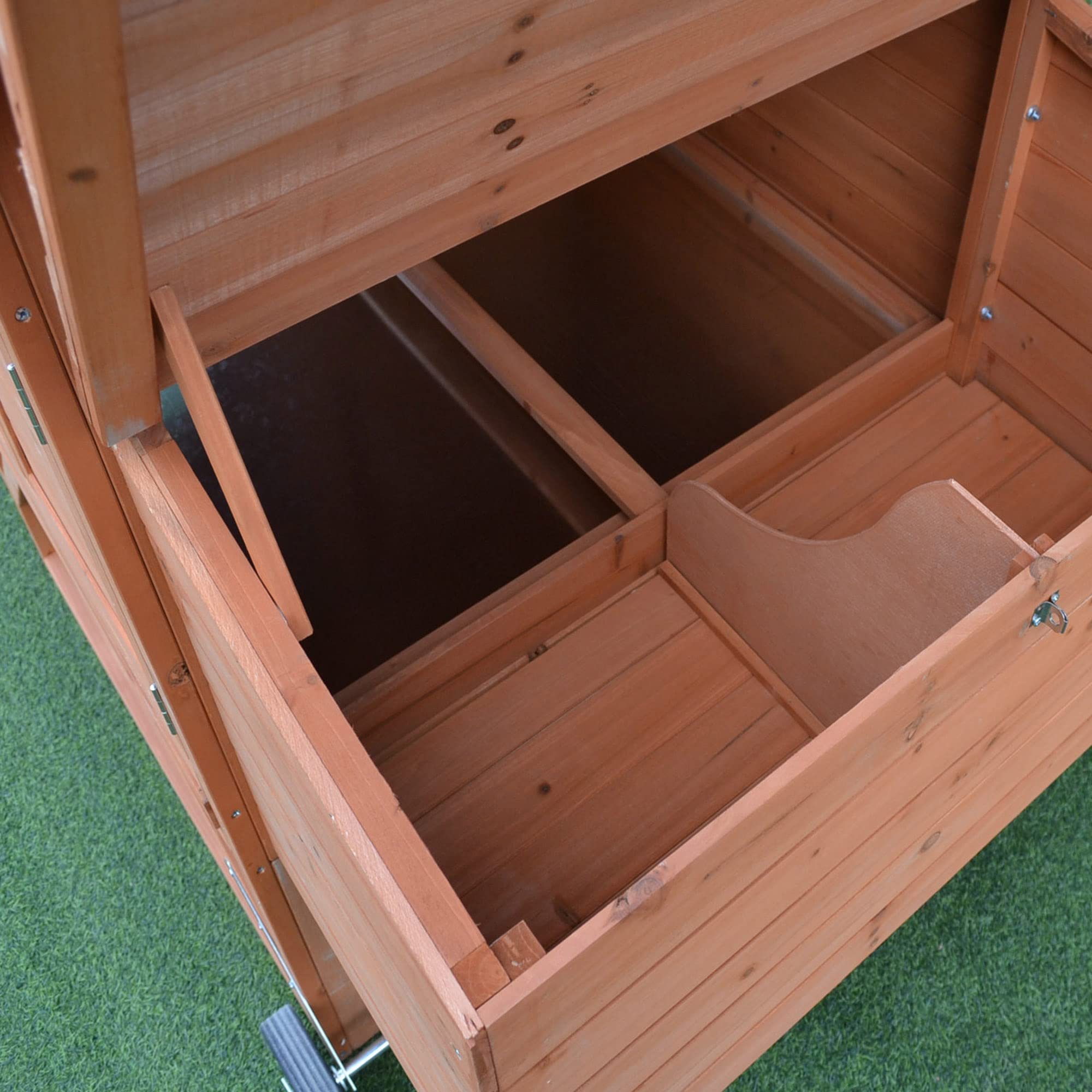 【Home&Garden】96.5 Chicken Coop Wooden Rabbit Hutch Portable Backyard Outdoor Run and Nesting Box Natural