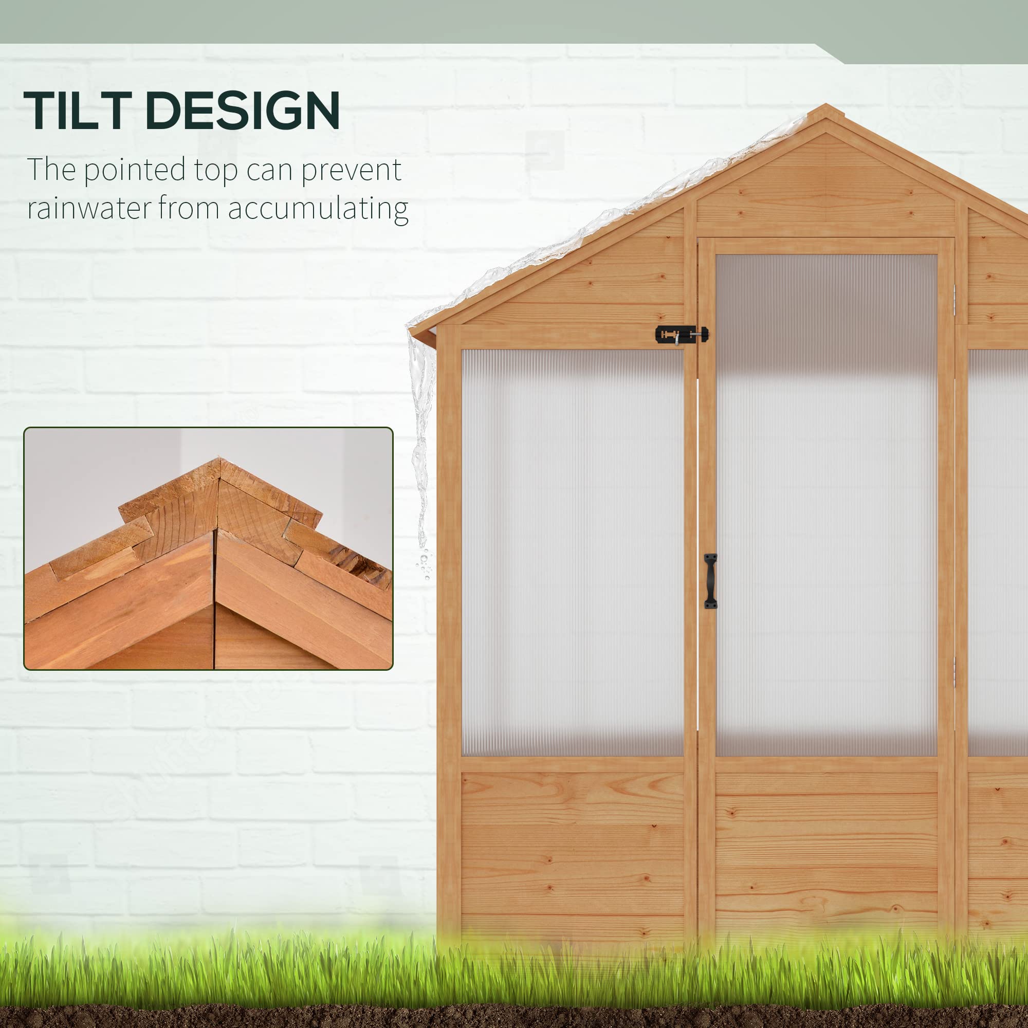 【Home&Garden】6' x 4' x 7' Polycarbonate Greenhouse, Walk-in Hot House Kit, Hobby Greenhouse with Lockable Door