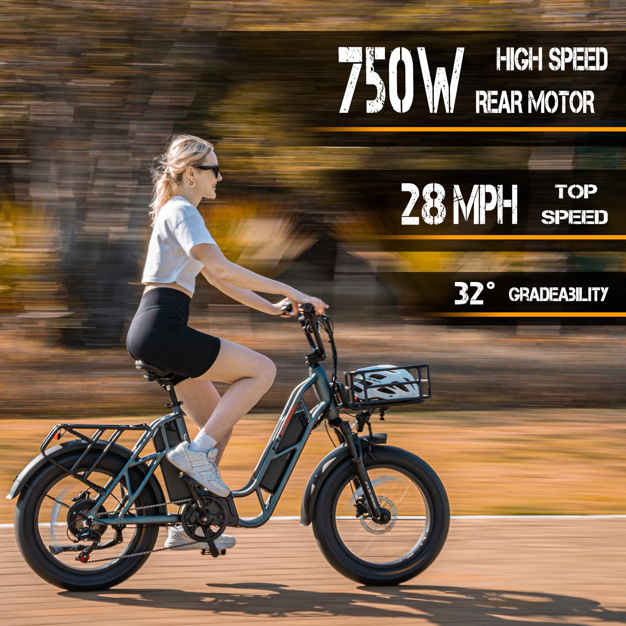 【Sports&Outdoors】750W Electric Bike for Adults, 20'' Ebike 48V 20.8AH Dual Removable Lithium Battery