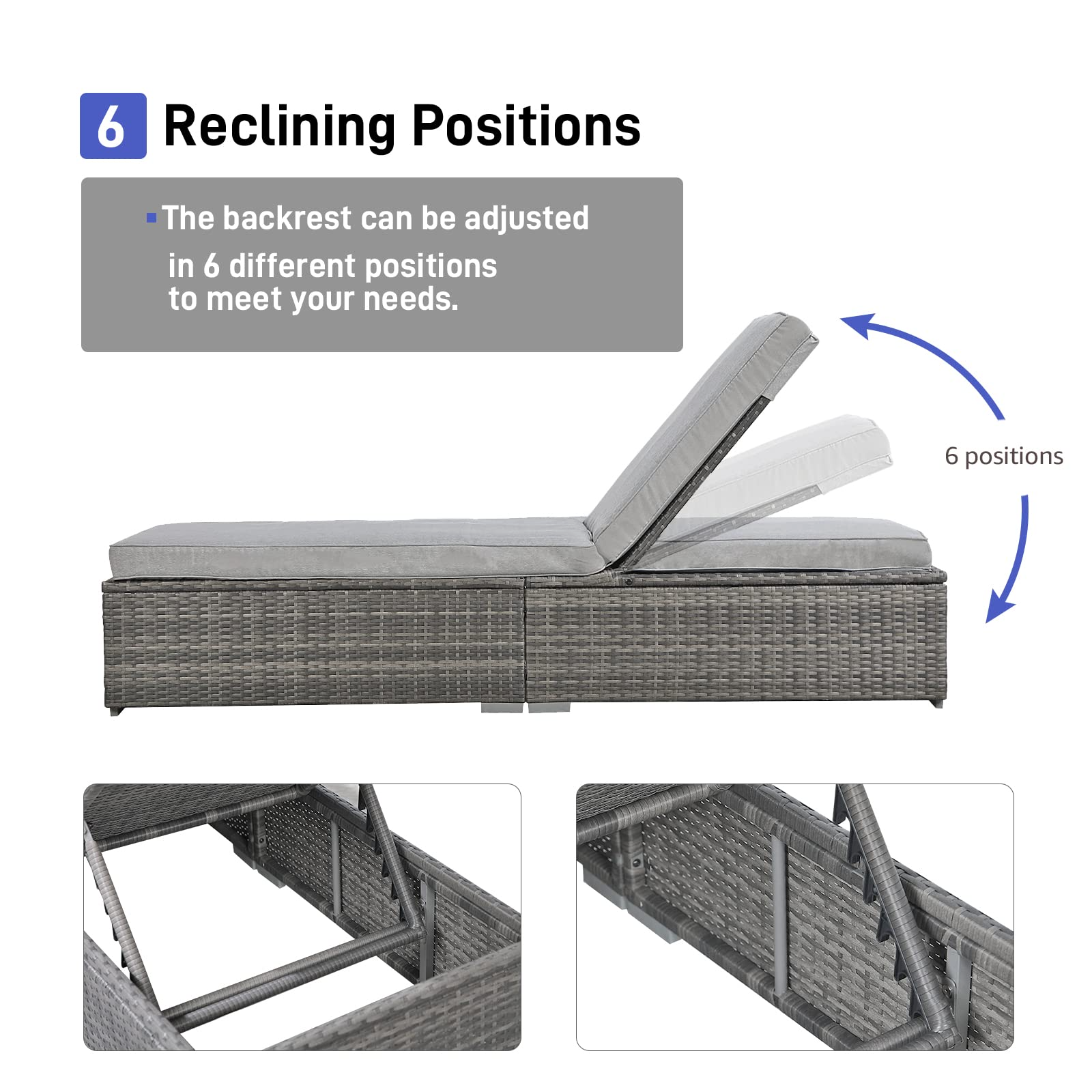 【Furniture】7 Pcs Outdoor Patio Furniture Set, All Weather Grey PE Wicker Rattan Sectional Conversation Set