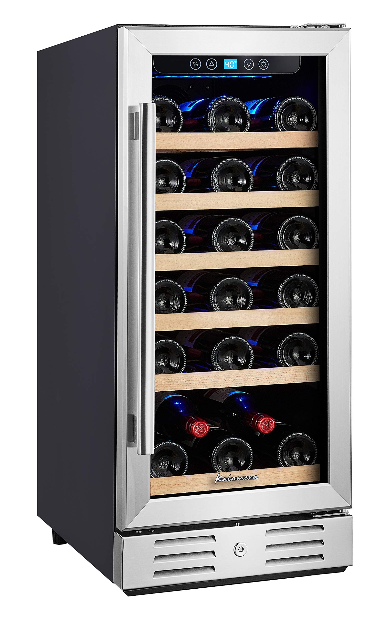 【Appliances】Kalamera 24'' Wine Cooler Refrigerator 46 Bottle Dual Zone Built-in or Freestanding Fridge