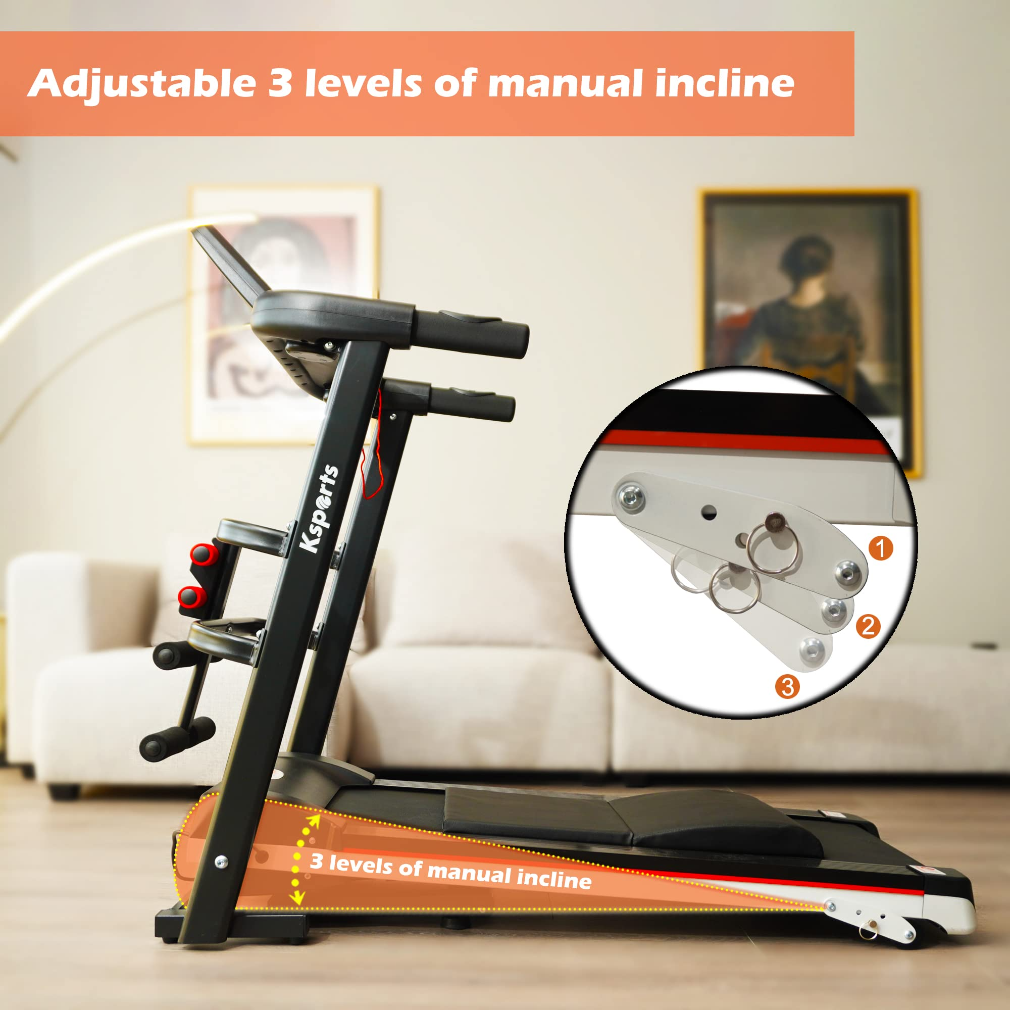 Treadmill Bundle, Electric Folding Incline Treadmill with Auto/Manual Inclineeasy-to-read LCD display with heart-rate sensor on handlebars & fit show smart app