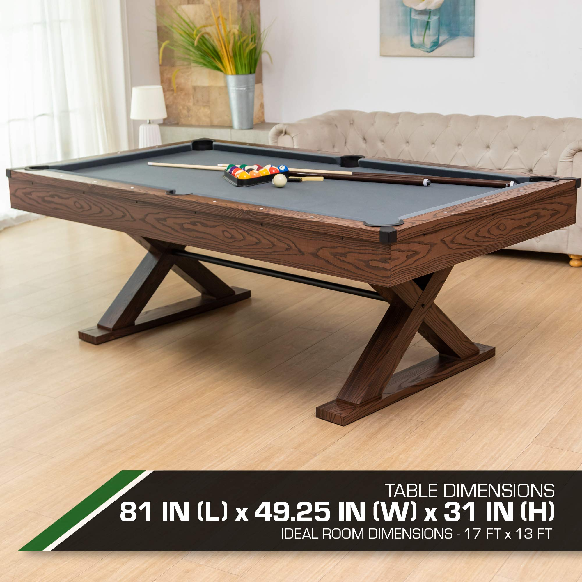 【Sports&Outdoors】Professional Grade Billiard Tables Pool Table, Scratch Resistant Luster Long Finish