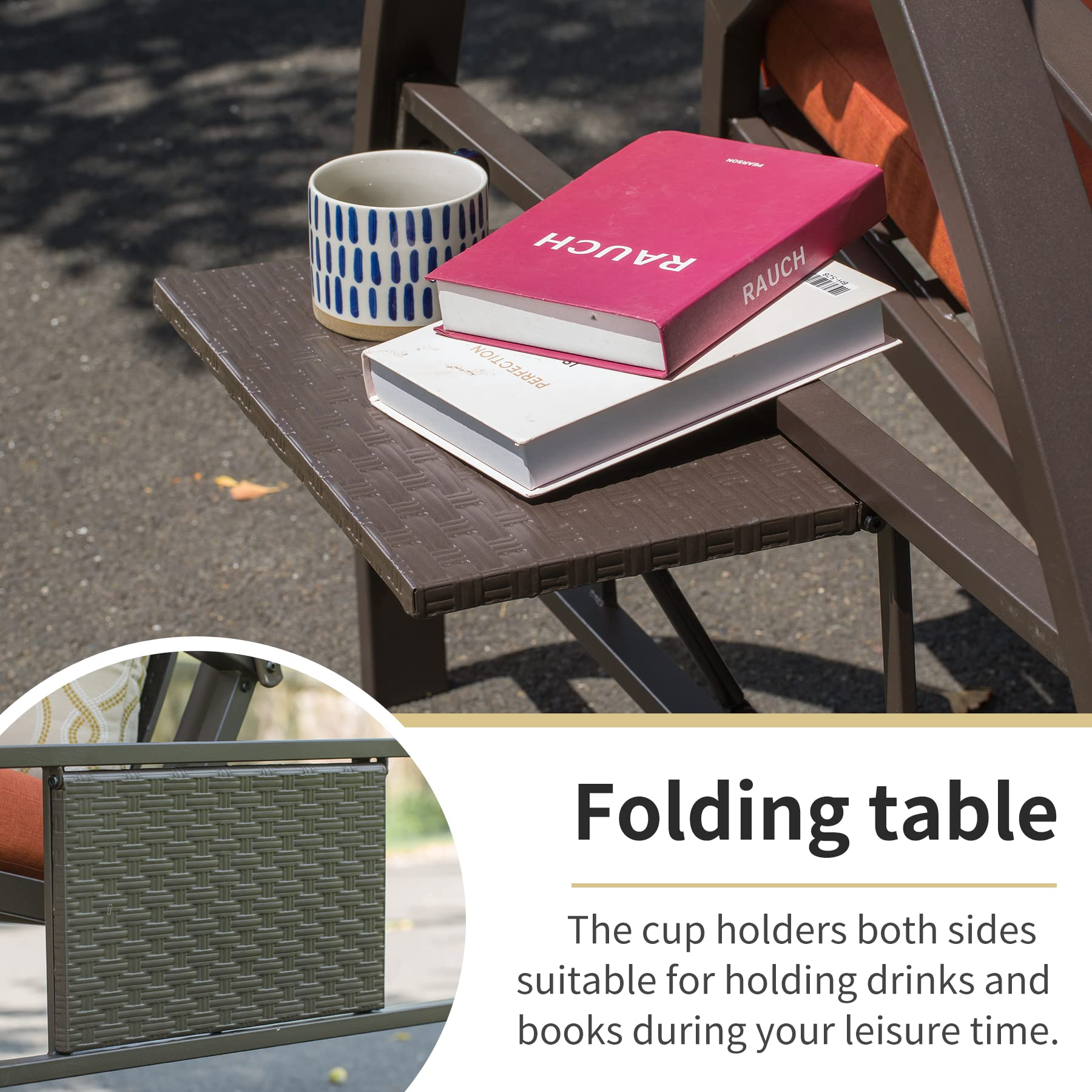 【Home&Garden】Patio Porch Swing 3 Person Adjustable Canopy Deluxe Hammock Swing Glider