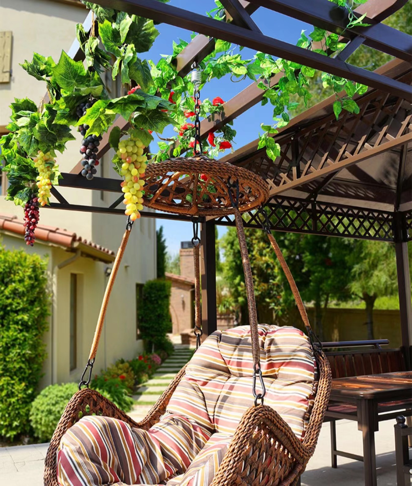 【Gazebo】Outdoor gazebo hanging chair villa garden antiseptic wood four-corner pavilion