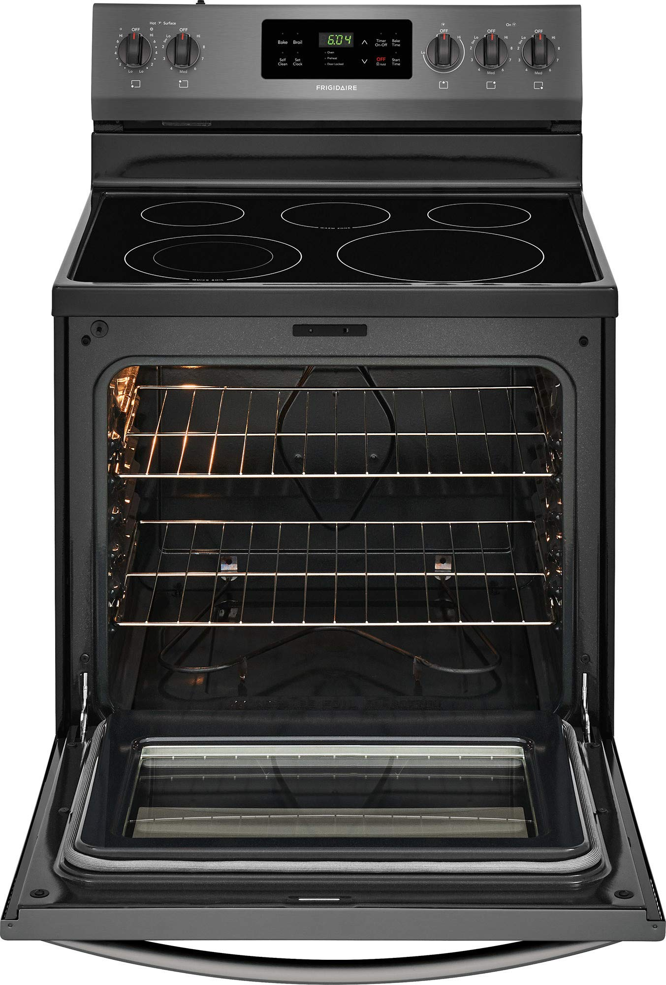 【Appliances】30 Freestanding Electric Range with 5.3 cu. ft. Capacity 2 Oven Racks Storage Drawer 5 Heating Elements