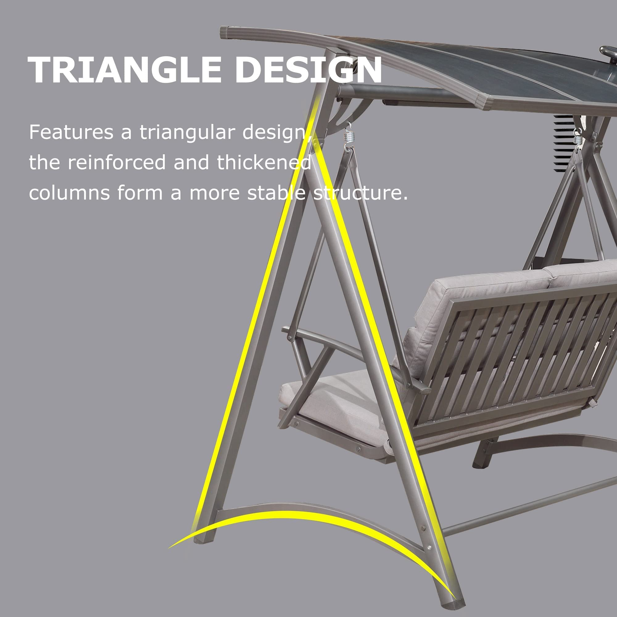 【Home&Garden】Modern Patio Swing Chair with Canopy Outdoor Deluxe 2 Person Yard Hammock Swing