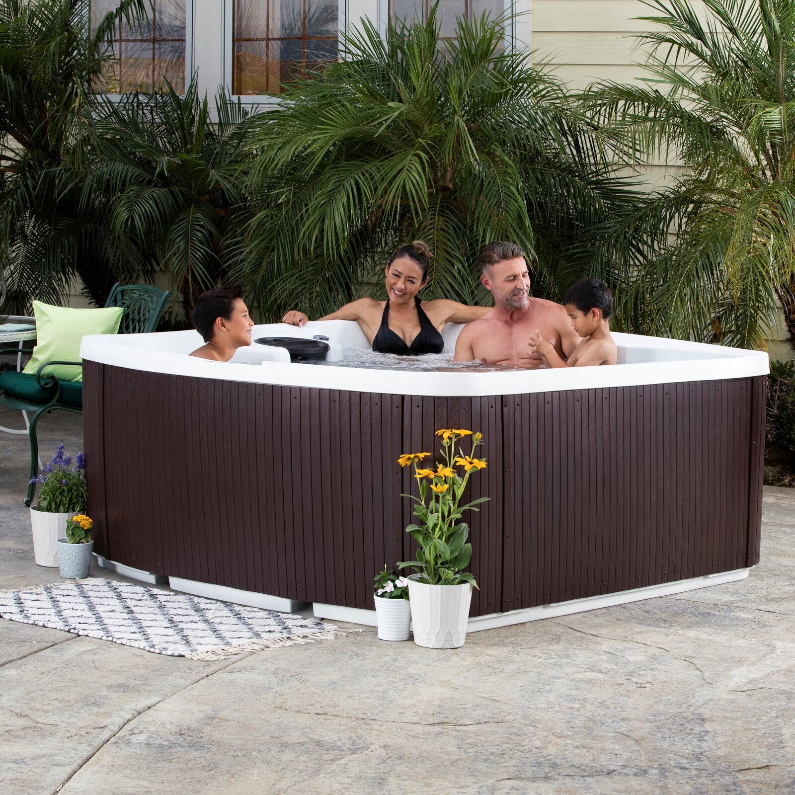 【Sports&Outdoors】Lifesmart Spas Leganza 6 - Person 90 - Jet Rectangular Hot Tub with Ozonator