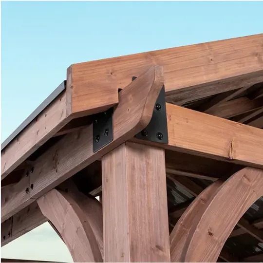 【Gazebo】10 x 12 ft. Solid Wood Patio Gazebo, Premium Cedar Framed Gazebo for Garden, Patio, Backyard