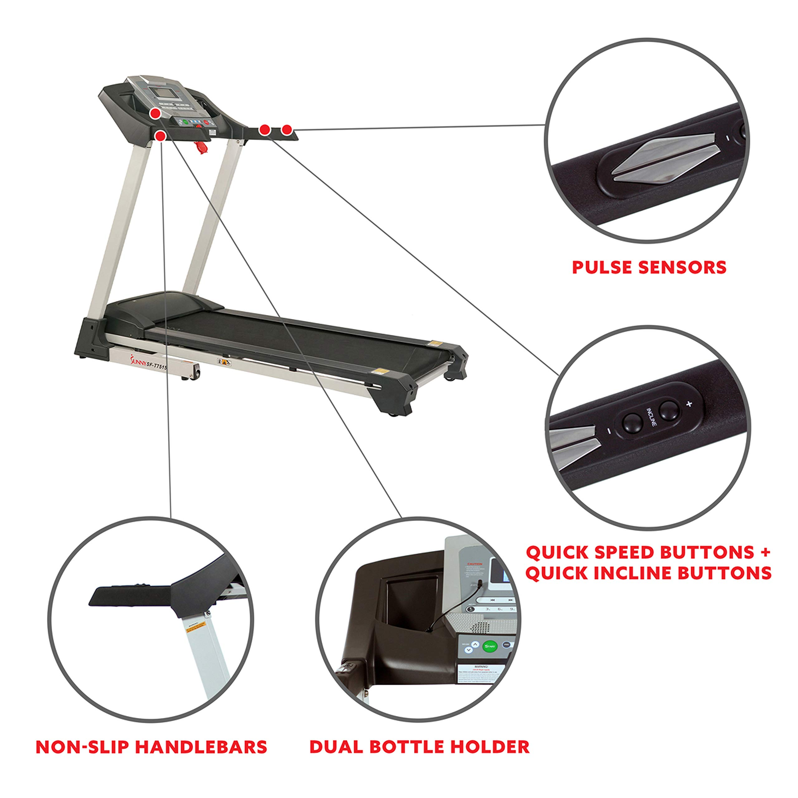 【Sports&Outdoors】Smart Treadmill with Auto Incline, Speakers, Bluetooth, LCD & Pulse Monitor, Phone Function