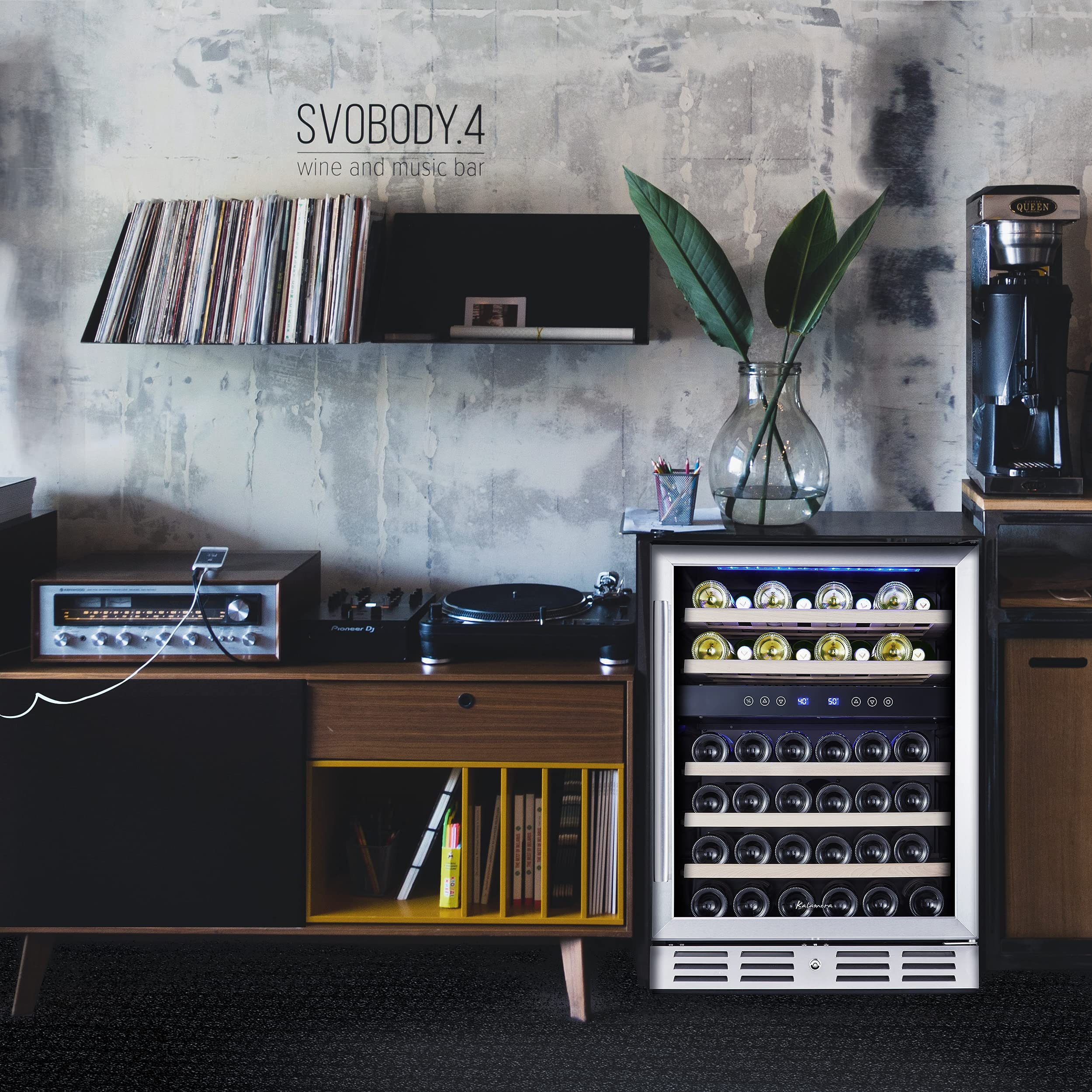 【Appliances】Kalamera 24'' Wine Cooler Refrigerator 46 Bottle Dual Zone Built-in or Freestanding Fridge