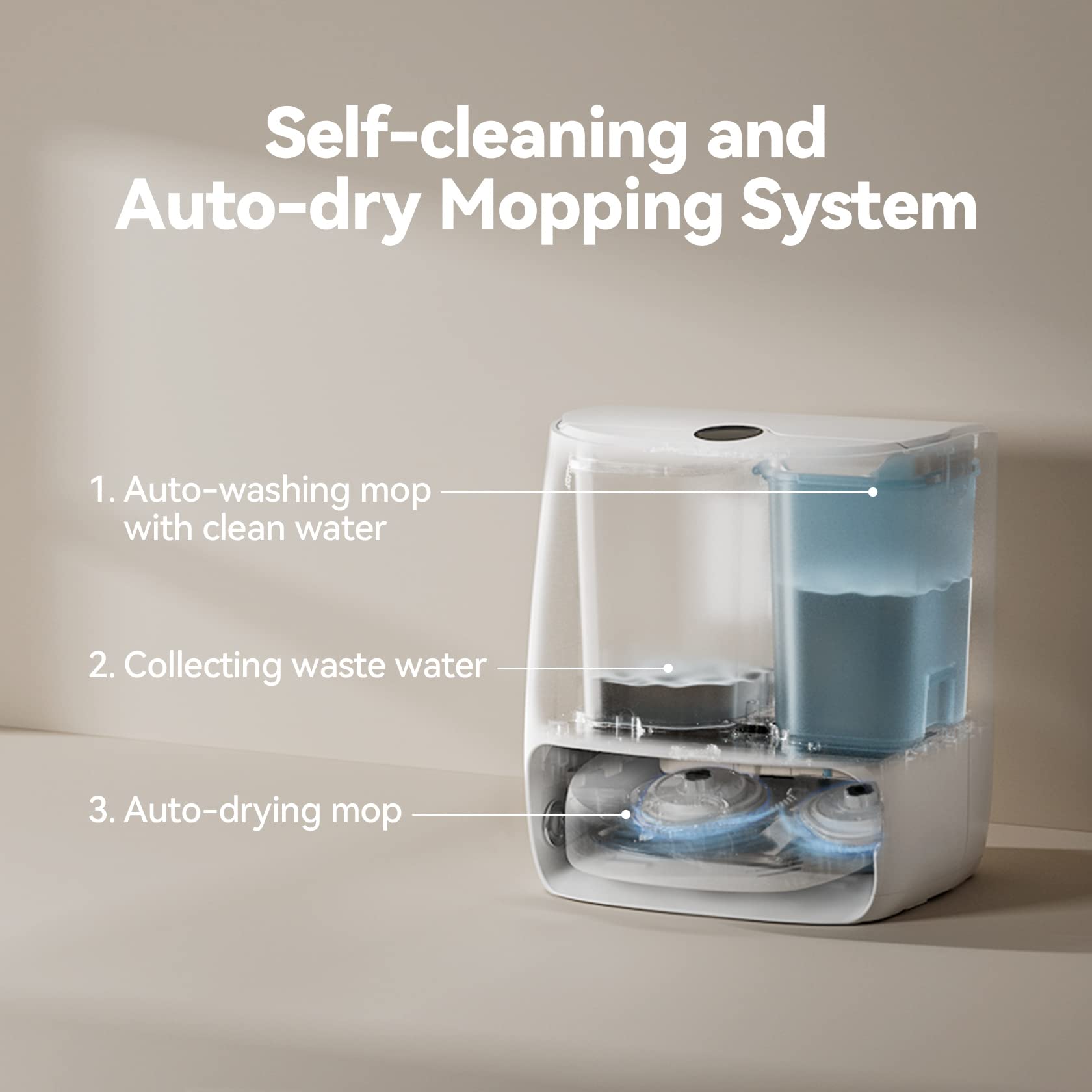 【Appliances】Robot Vacuum & Mop Combo with Mop Self-Cleaning, Hard Floor Cleaner Machine Station