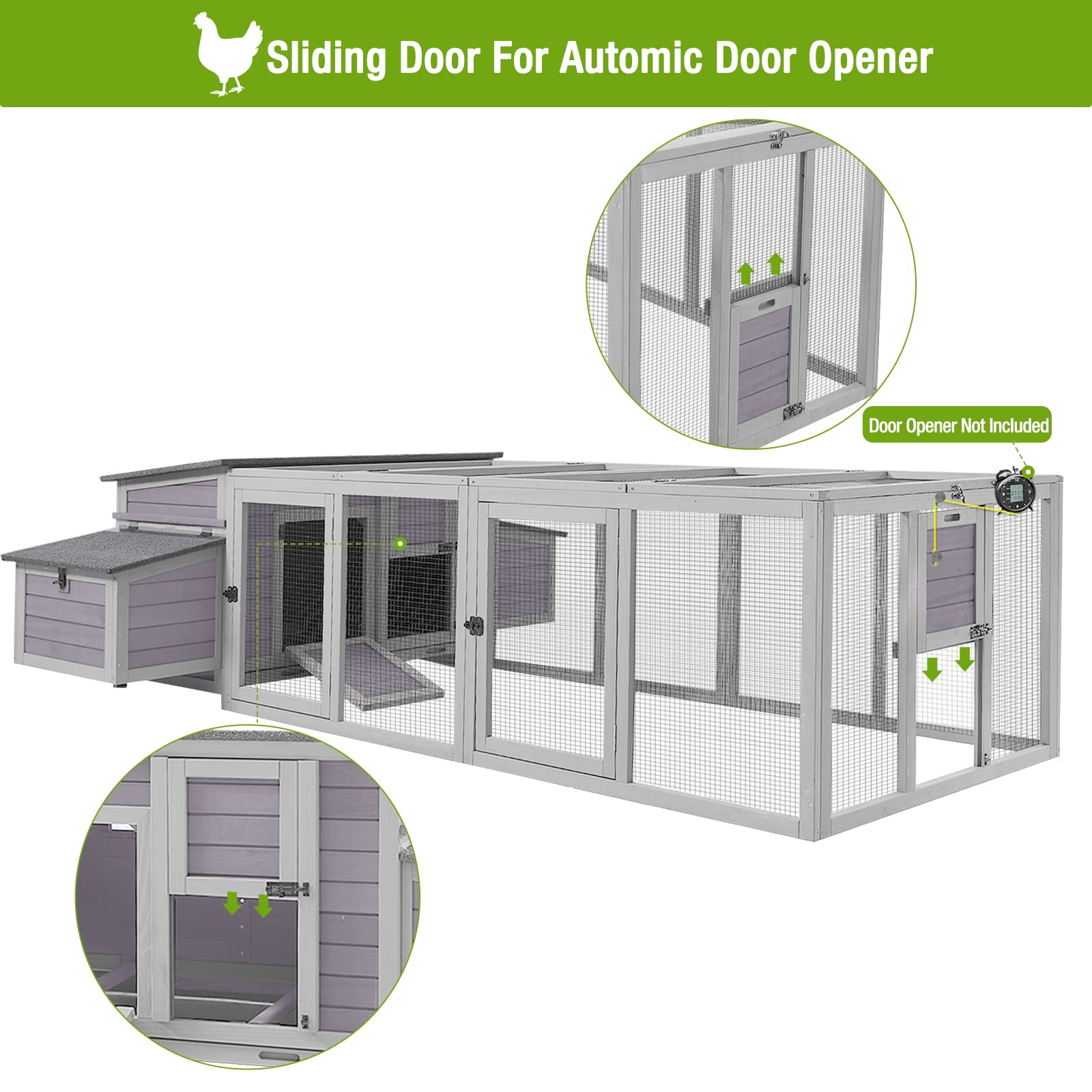 【Pet】103in Large Chicken Coop Outdoor Wooden Chicken House, Hen House Poultry Cage for 4-6 Hens