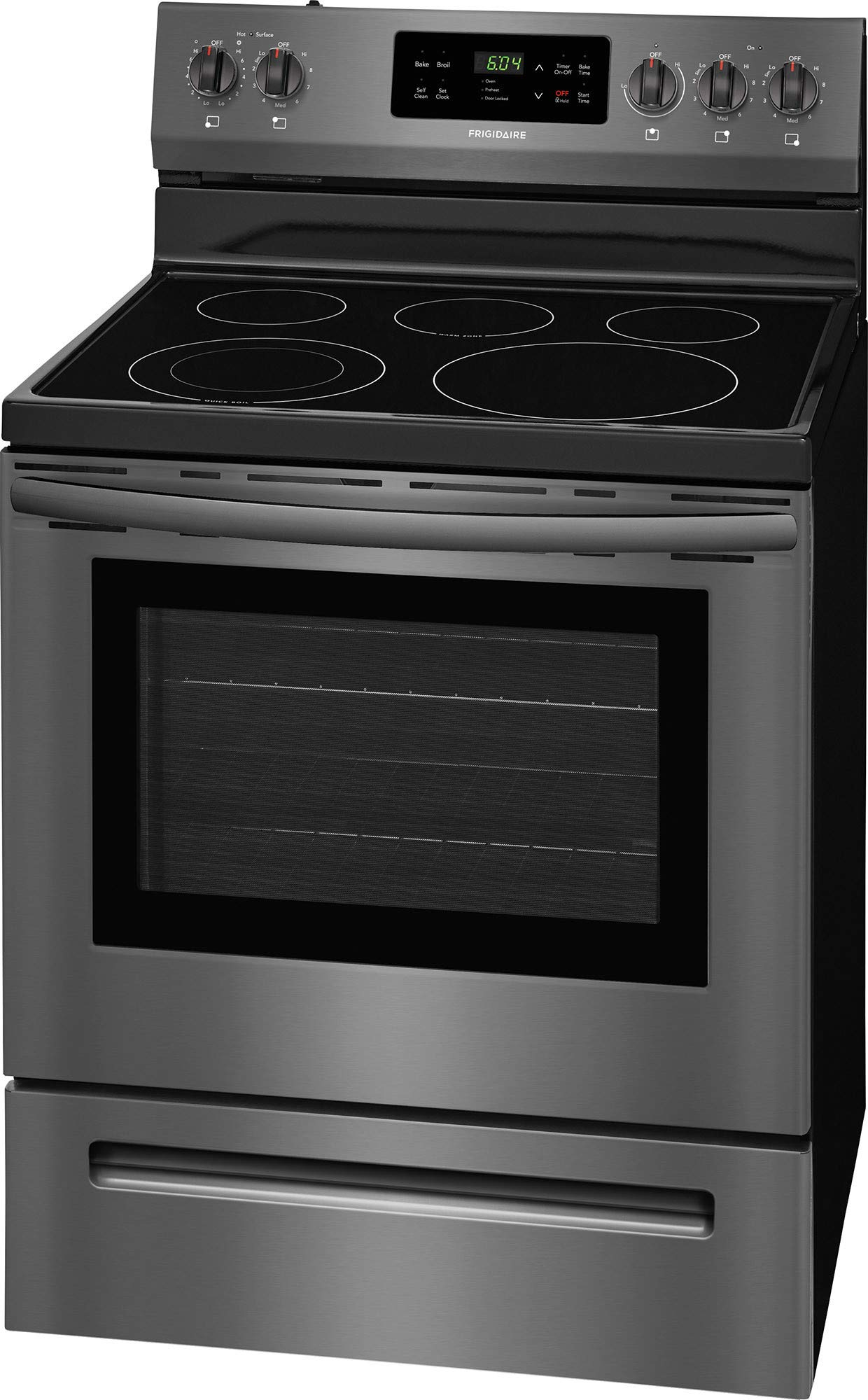 【Appliances】30 Freestanding Electric Range with 5.3 cu. ft. Capacity 2 Oven Racks Storage Drawer 5 Heating Elements