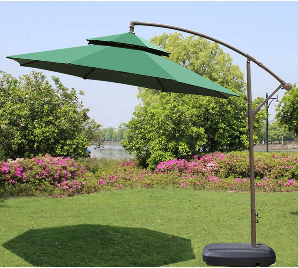 【Home&Garden】Patio Umbrella, 9Ft Cantilever Outdoor Terrace Hanging Umbrella, Stylish Double Top