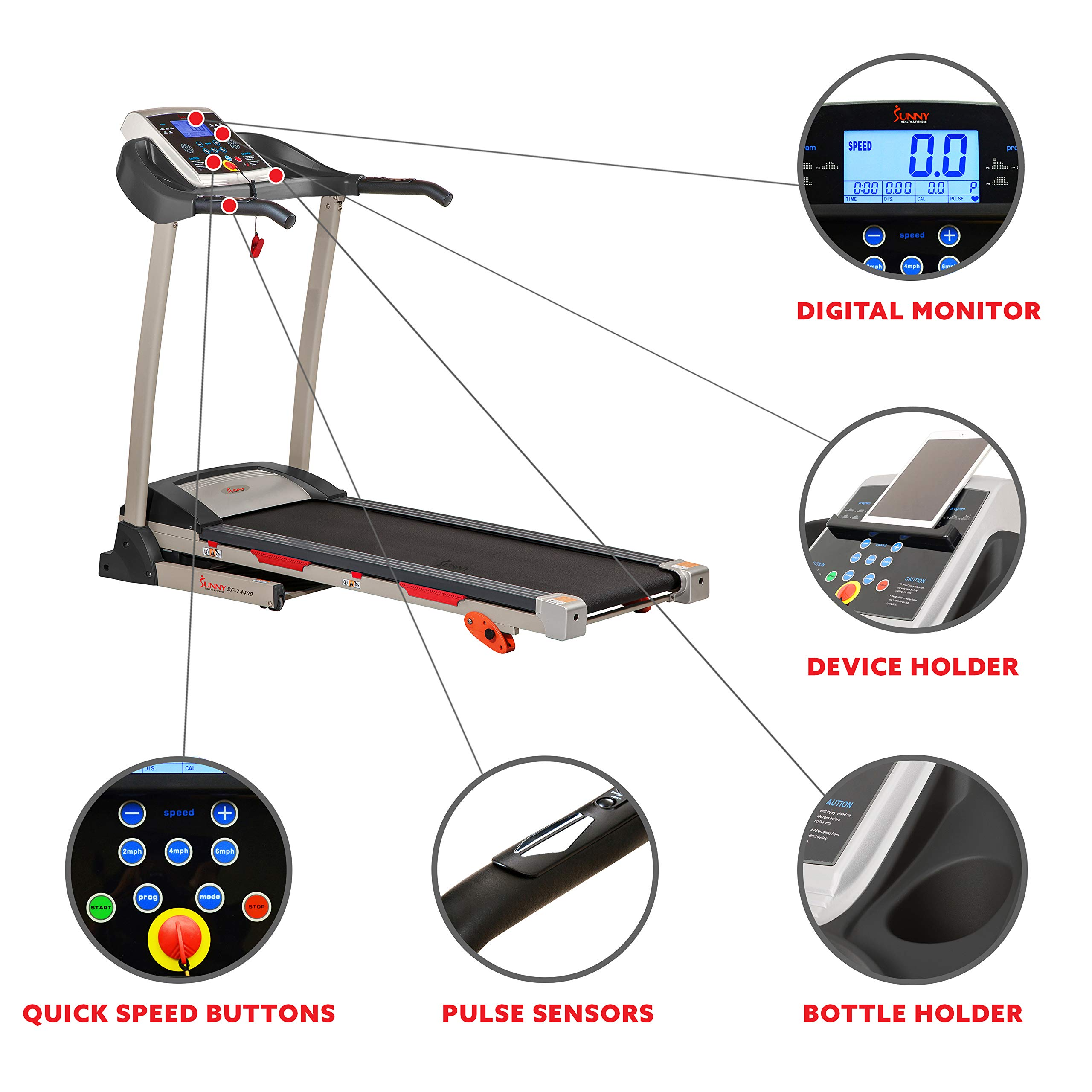【Sports&Outdoors】Folding Incline Treadmill with Optional Exclusive SunnyFit App & Smart Bluetooth Connectivity