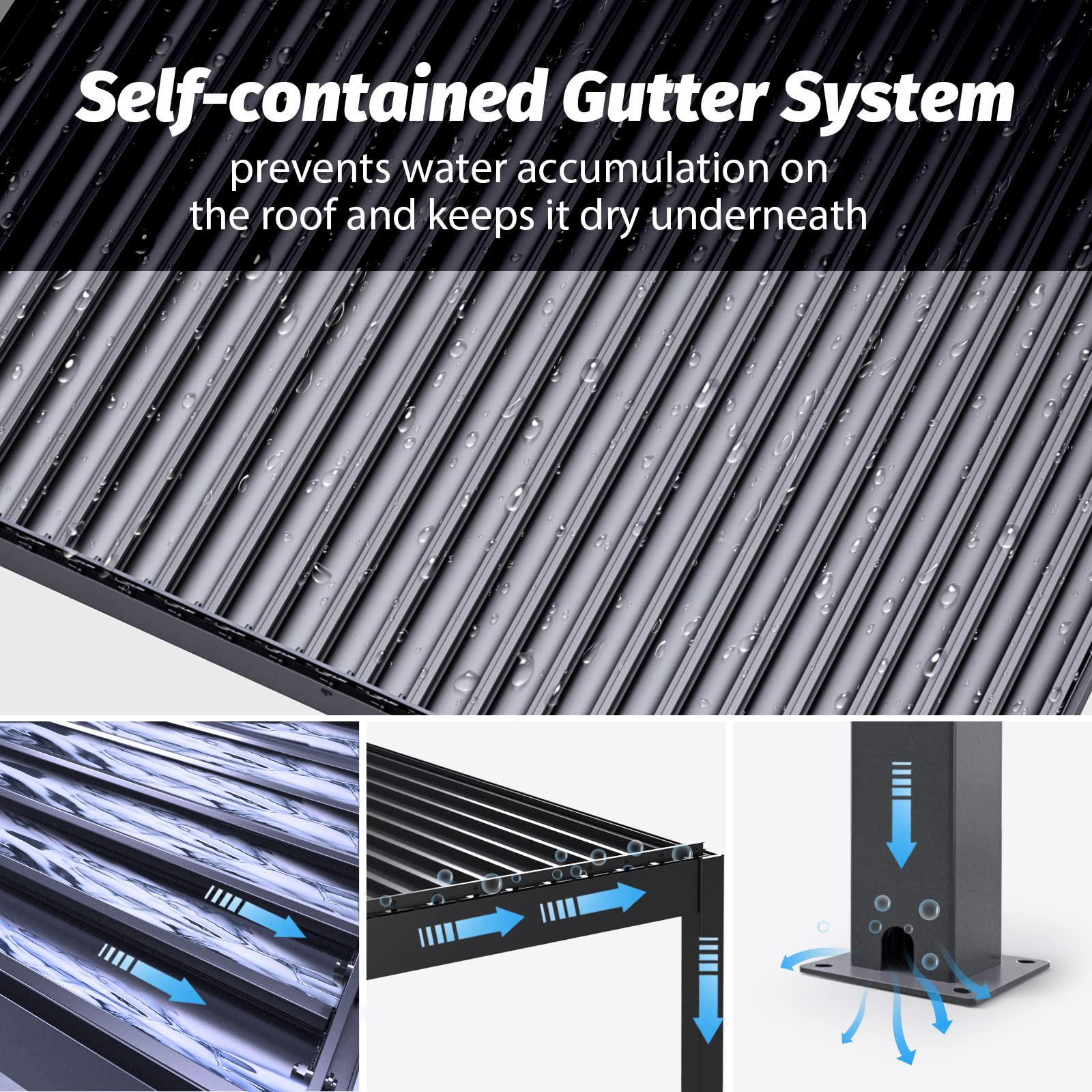 【Home&Garden】10'x10' NO Corrosion Louvered Pergola, High Strength Gazebo for Yard