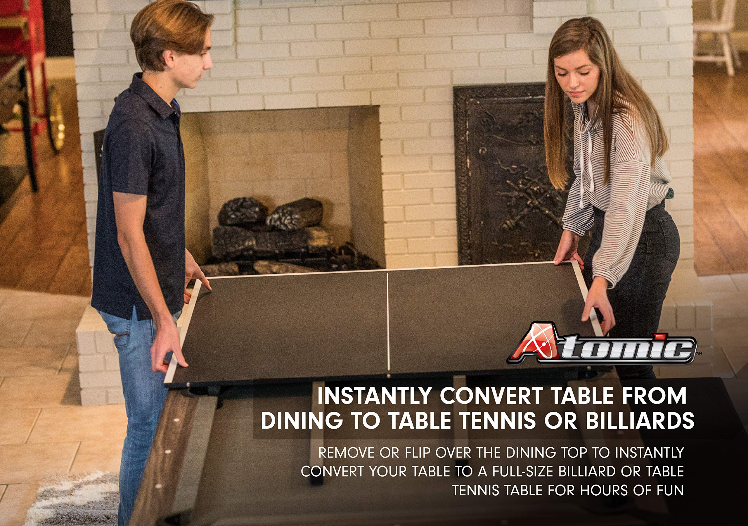 【Sports&Outdoors】7' Hampton 3-in-1 Combination Table Includes Billiards, Table Tennis & Dining Table