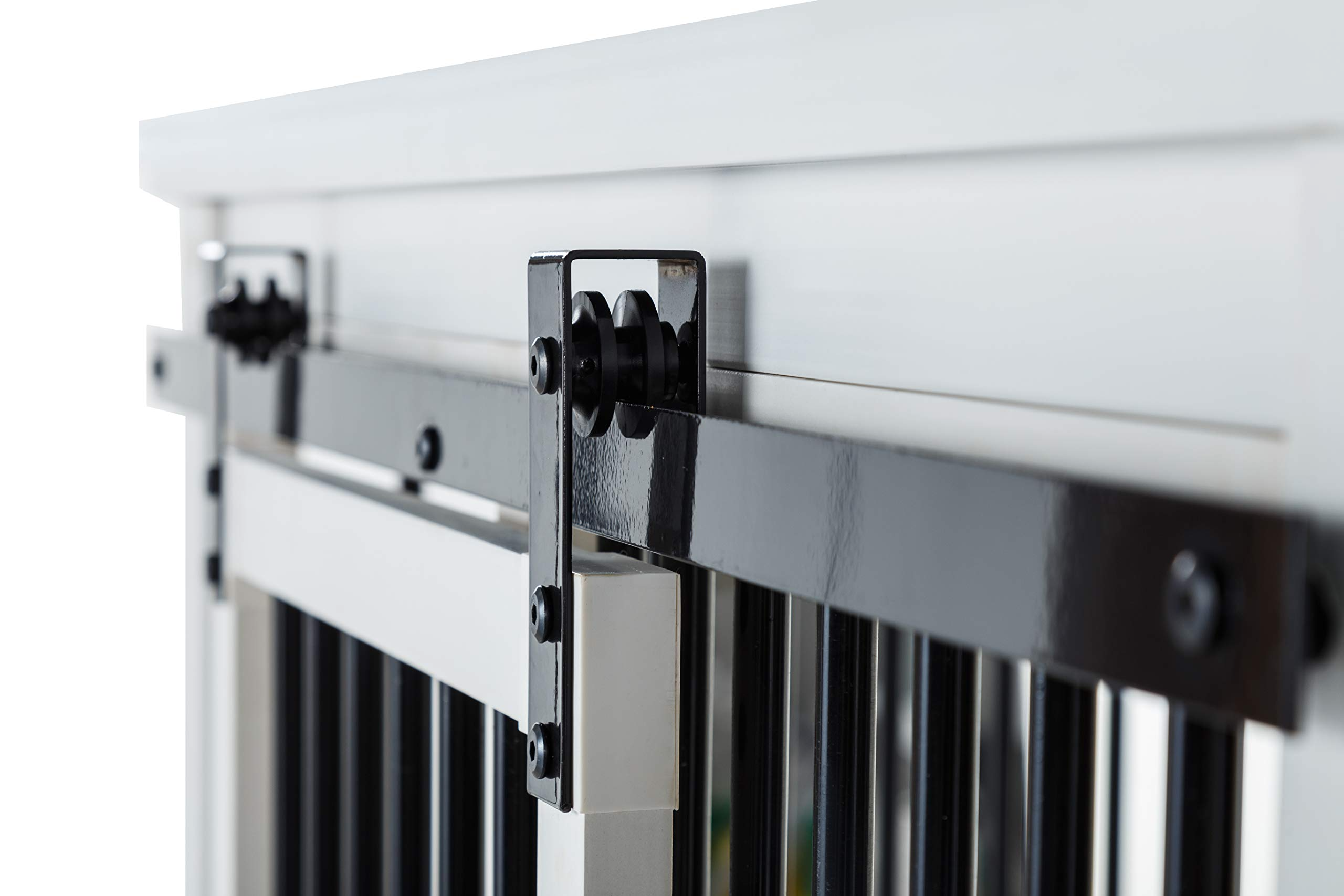 【pet】Homestead Sliding Barn Door Furniture Style Dog Crate - Antique White, Extra Large