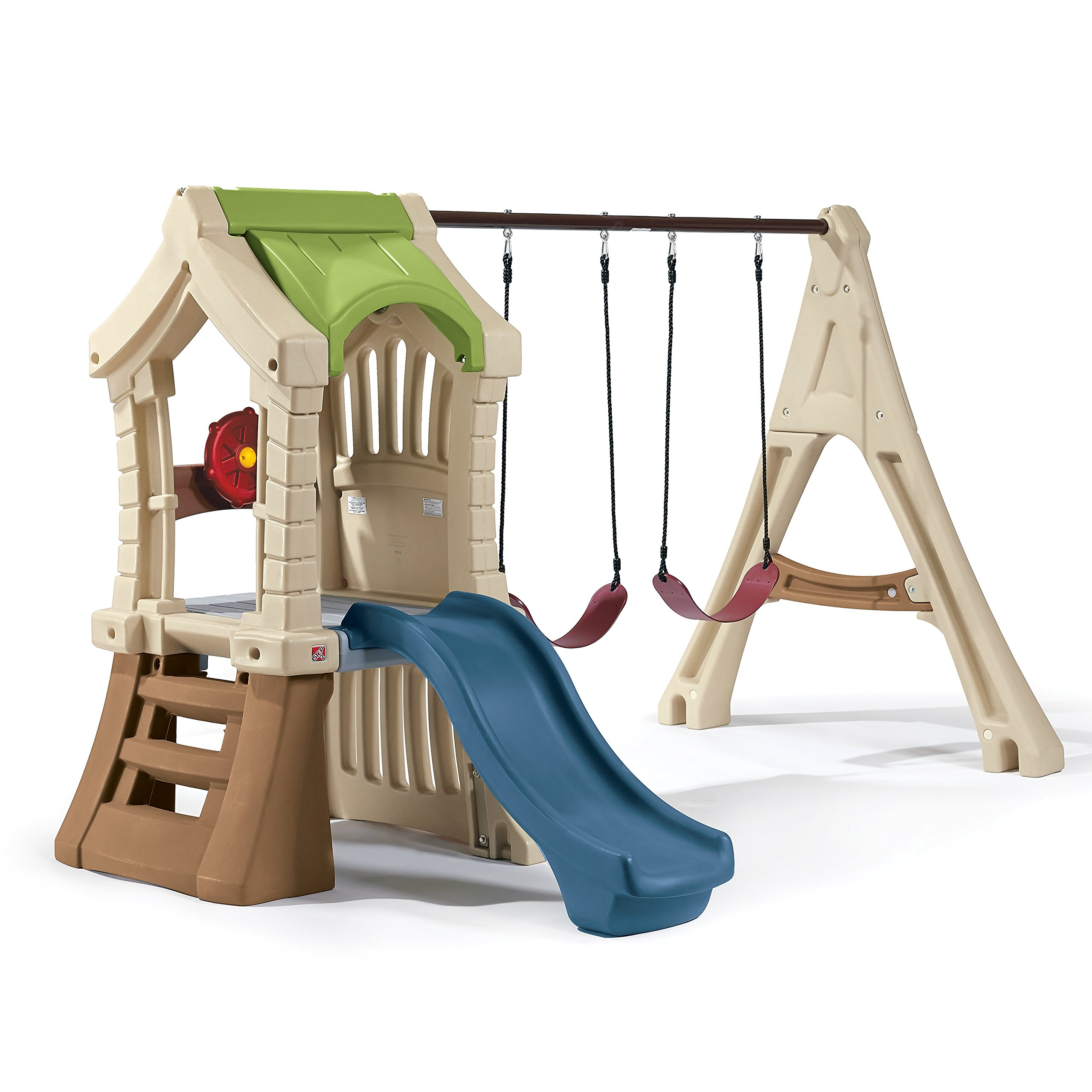 【Baby&Kids】Play Up Gym Set, Kids Outdoor Swing Set with Slide, Plastic Play Set with Swings