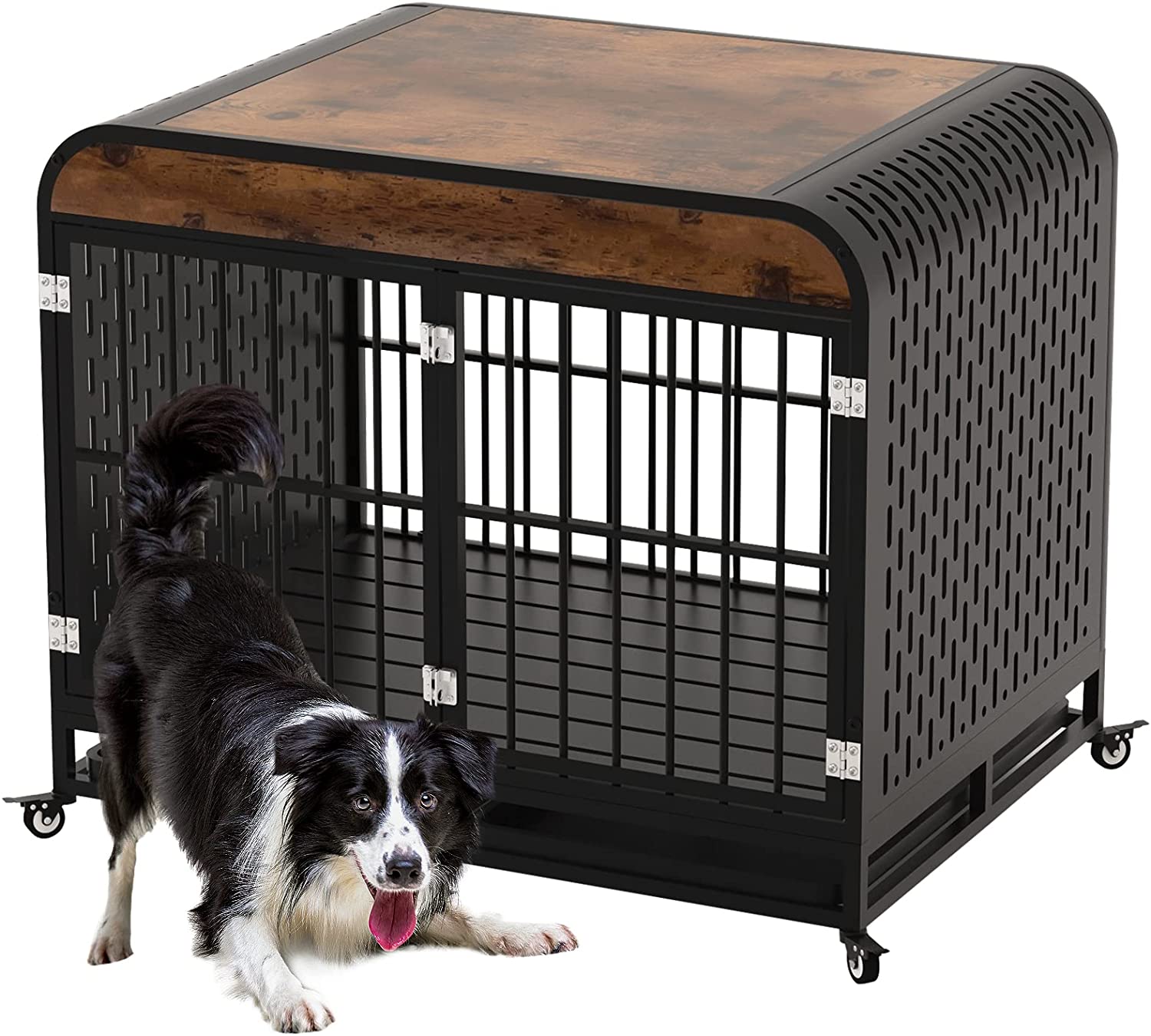 【Pet】Heavy Duty Indestructible Dog Crate with Sturdy Door Lock, Large Strong Metal Dog Kennel Playpen