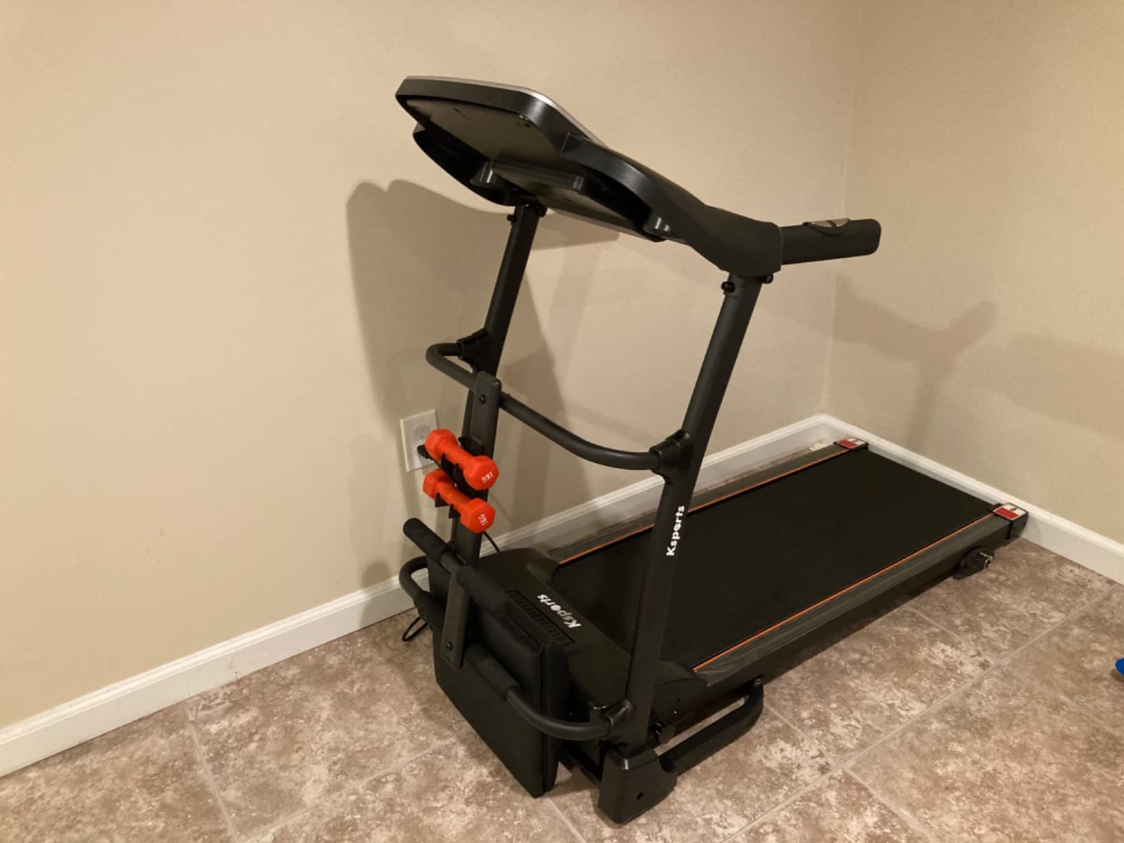 Treadmill Bundle, Electric Folding Incline Treadmill with Auto/Manual Inclineeasy-to-read LCD display with heart-rate sensor on handlebars & fit show smart app