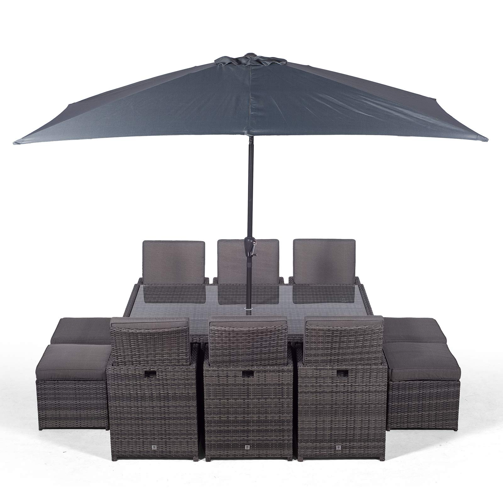 【Home&Garden】Cube Rattan Garden Furniture Set Chairs Sofa Stool Table Patio 6 Seater Set