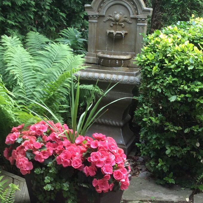 【Décor】Royal Lions Head Mediterranean Outdoor 3 Tiered Wall Water Fountain 51