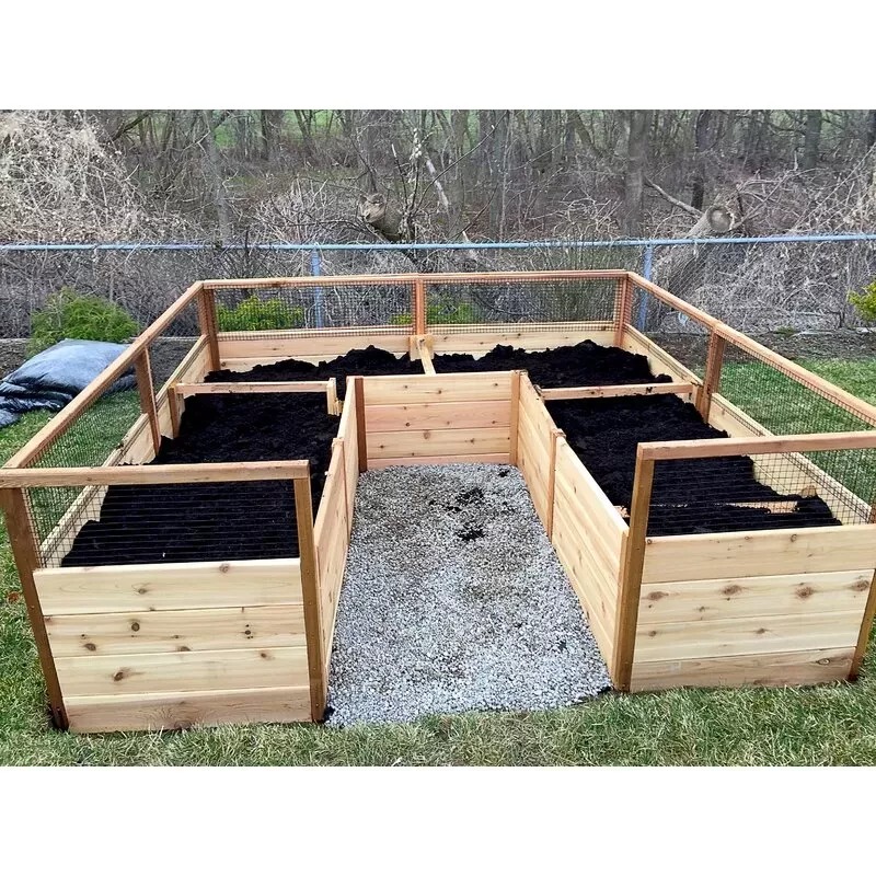 【Home&Garden】7.5' x 8' Wood Frame Garden Bed For Sale